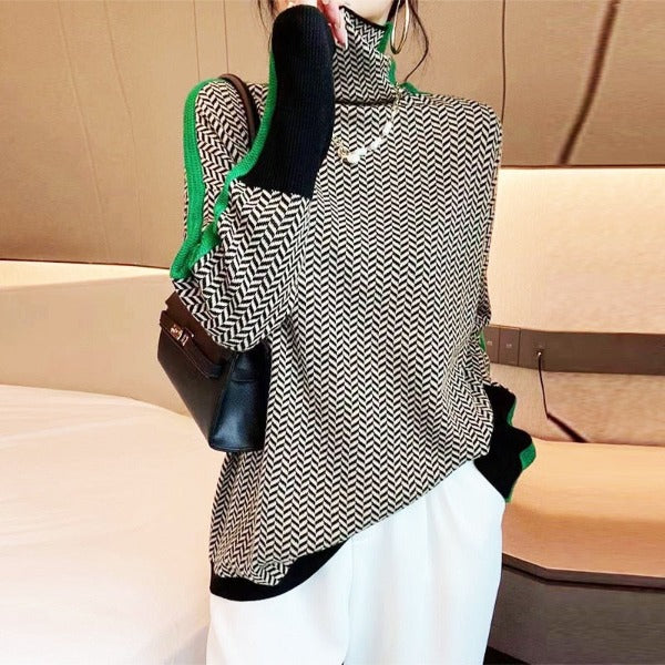 Louisa | Herringbone Luxe Turtleneck