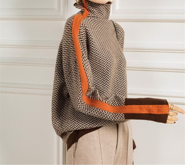 Louisa | Herringbone Luxe Turtleneck