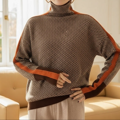 Louisa | Herringbone Luxe Turtleneck