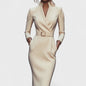 Lunori™ | Mandarin Luxe – Maxi dress with belt
