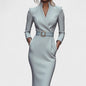 Lunori™ | Mandarin Luxe – Maxi dress with belt