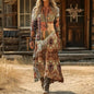 Ethnic-Style Vintage Dress with Long Sleeves