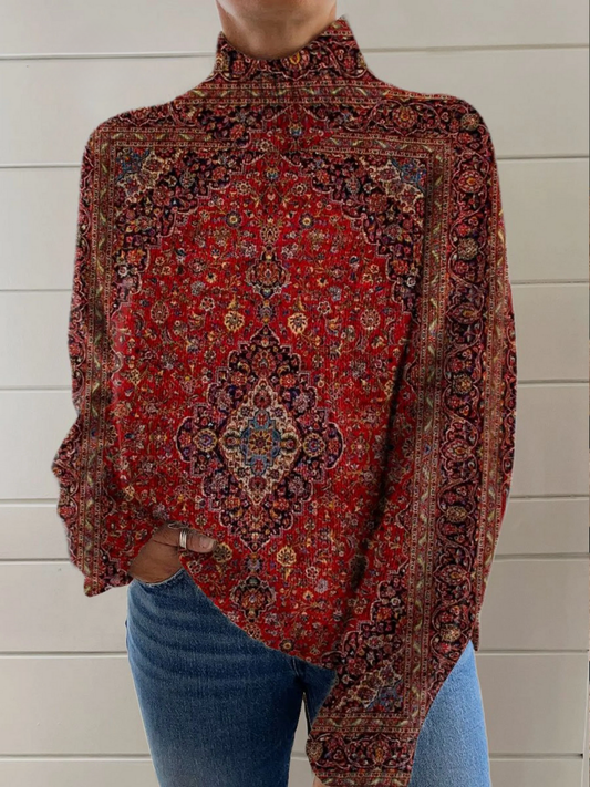 Rowan™ | Vintage Abstract Art Knit Turtleneck Sweater