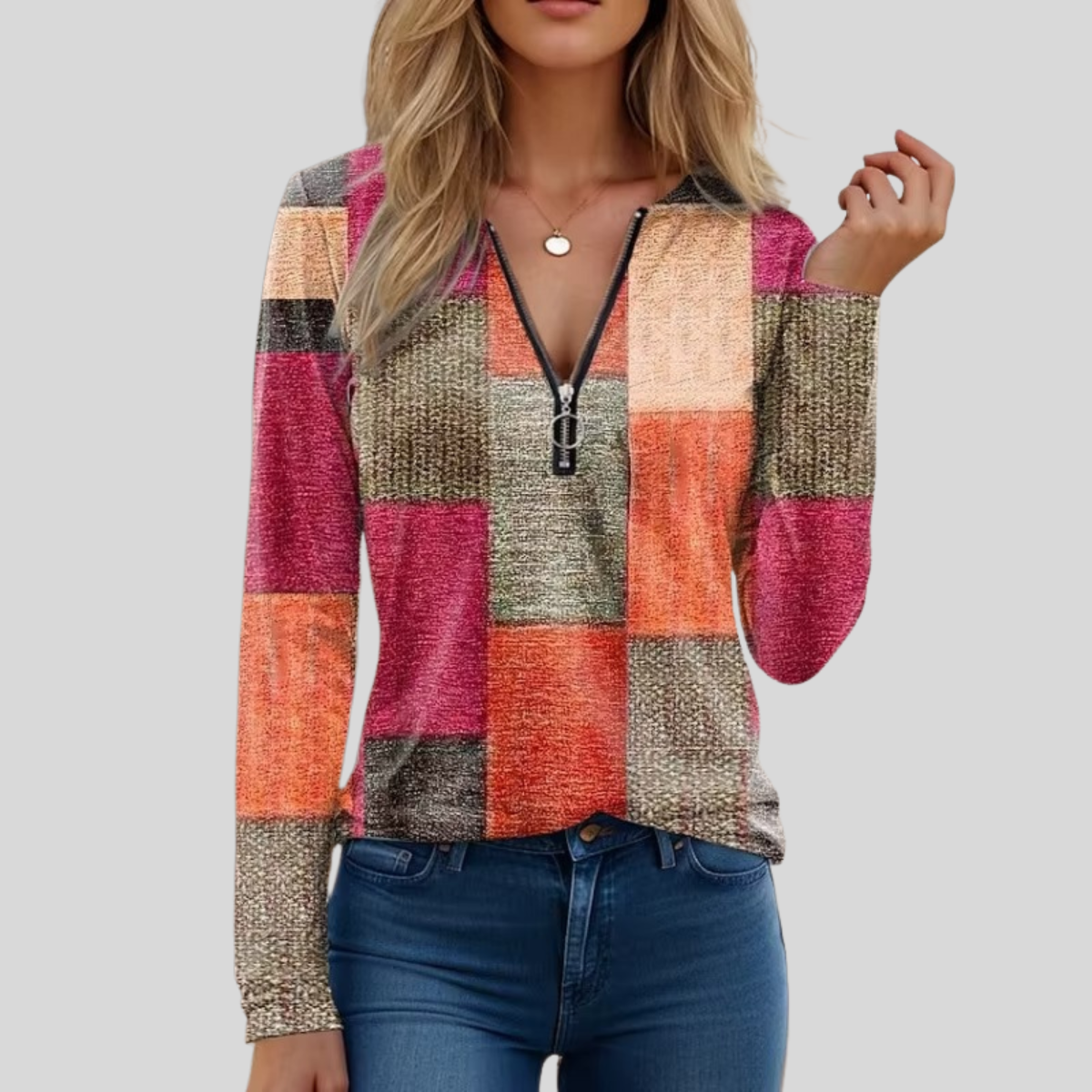 Tirelle™ | Cable Knit Zip Sweater