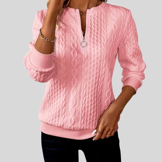 Borelina™ | Cable Knit Zip Sweater