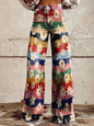 Lily™ - Vintage Colourful Striped Floral Printed Wide Leg Trousers