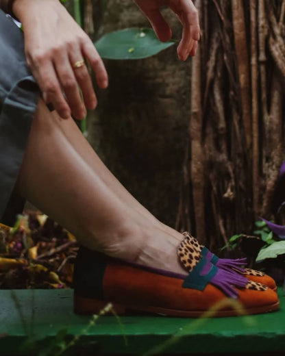Hallie | Loafer with Fringes and Animal Print