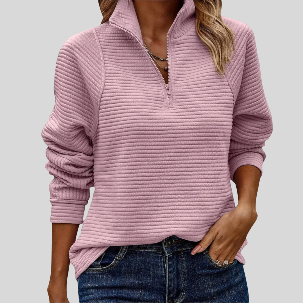 Liory™ | Textured Quarter Zip Pullover