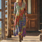 Vintage-Inspired Long Sleeve Dress in Vibrant Colours