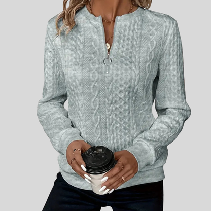 Borelina™ | Cable Knit Zip Sweater