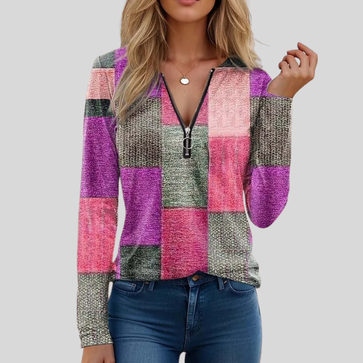 Siloria™ | Cable Knit Zip Sweater