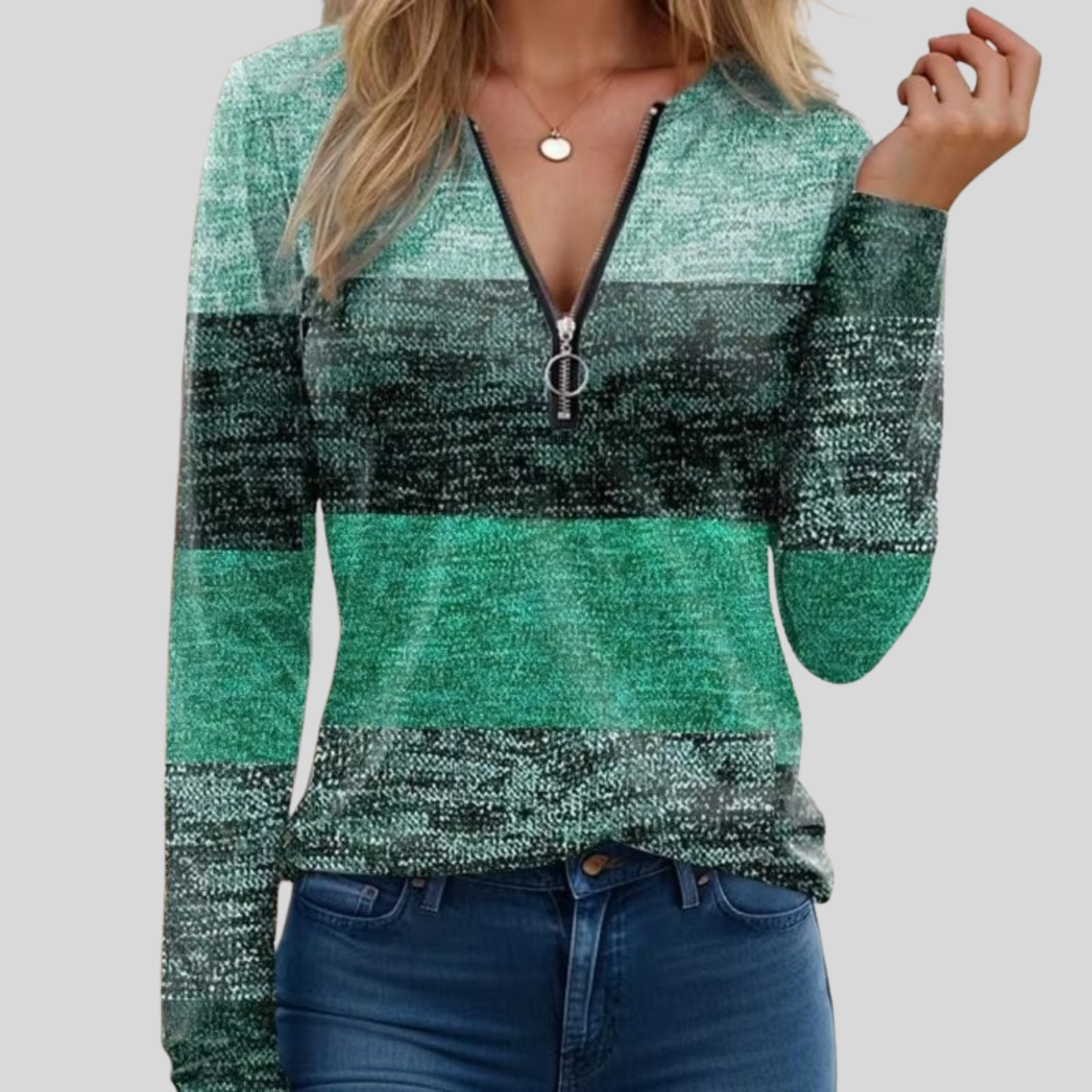 Arelina™ | Cable Knit Zip Sweater