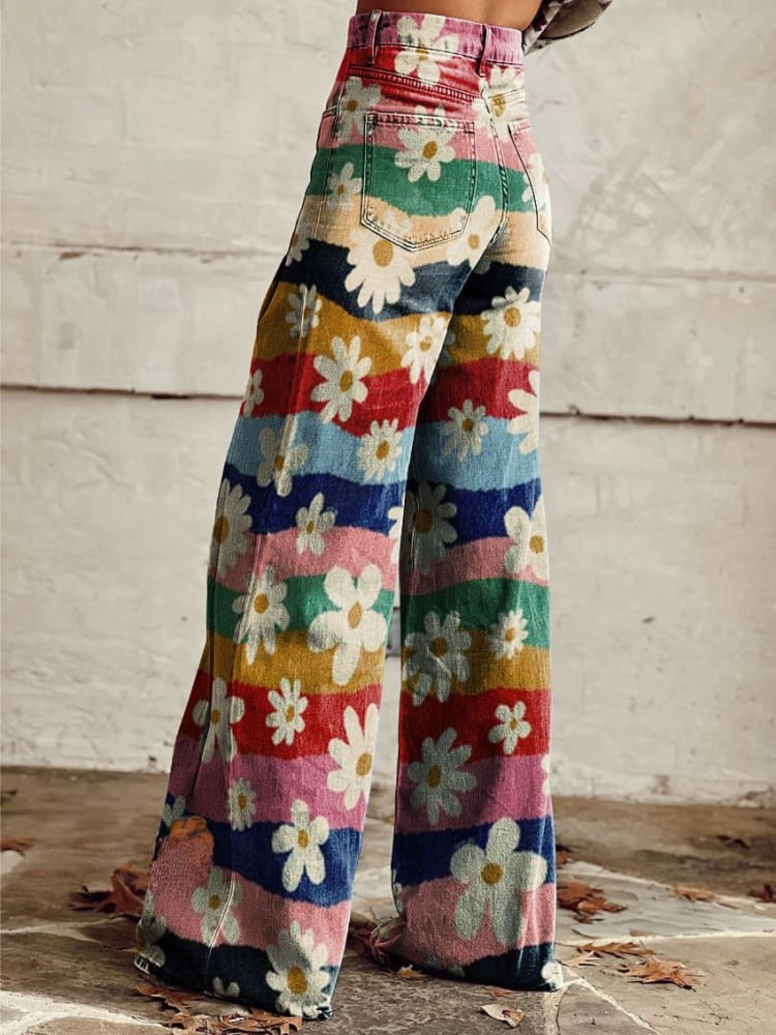 Lily™ - Vintage Colourful Striped Floral Printed Wide Leg Trousers
