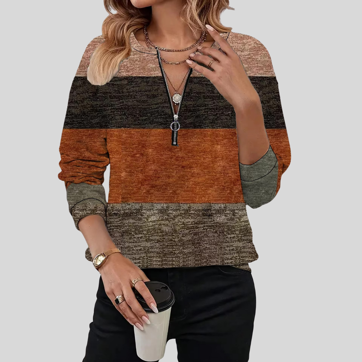 Herina™ | Cable Knit Zip Sweater