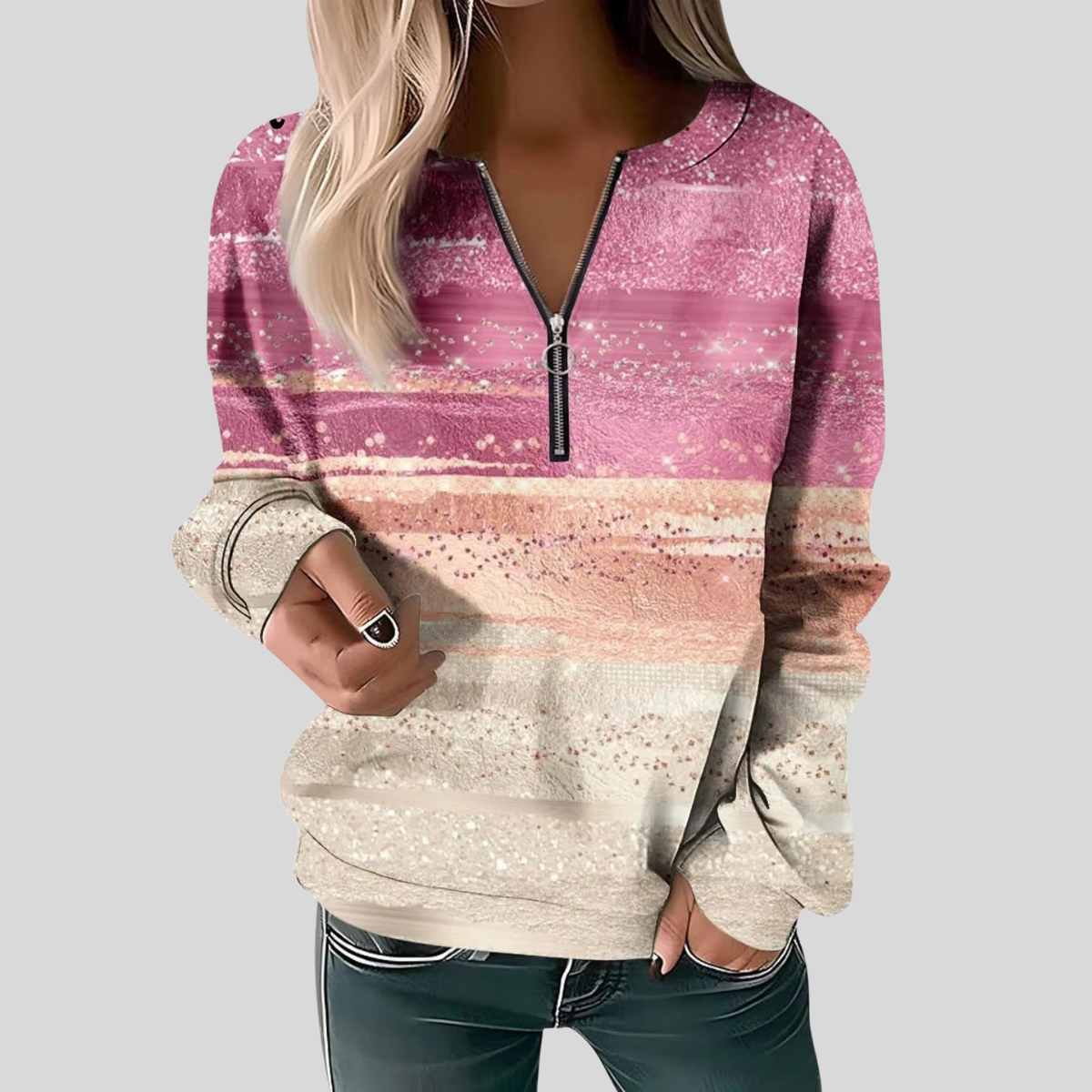 Brivelle™ | Cable Knit Zip Sweater