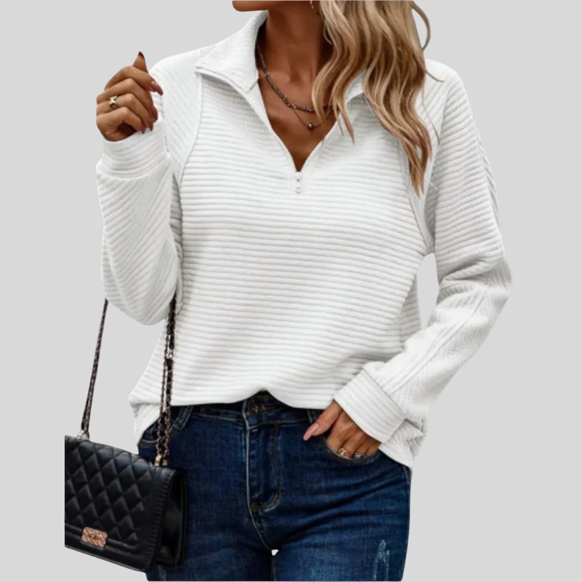 Liory™ | Textured Quarter Zip Pullover