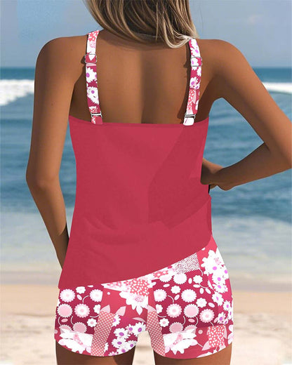 Lynne - Floral Print Two-Piece Swim Set