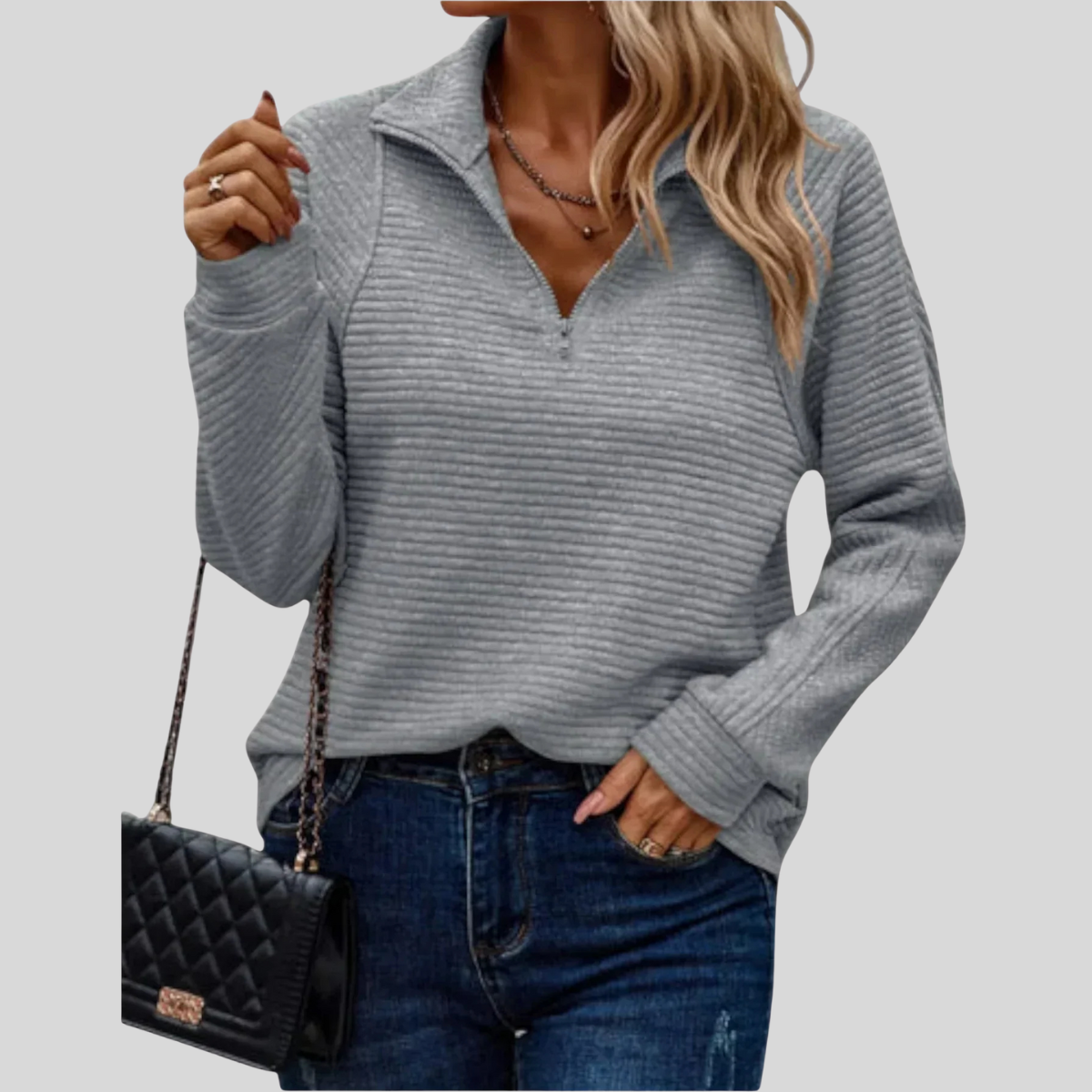 Liory™ | Textured Quarter Zip Pullover