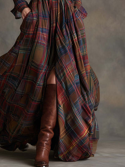 Giulietta - Maxi Check Shirt Dress with Belt