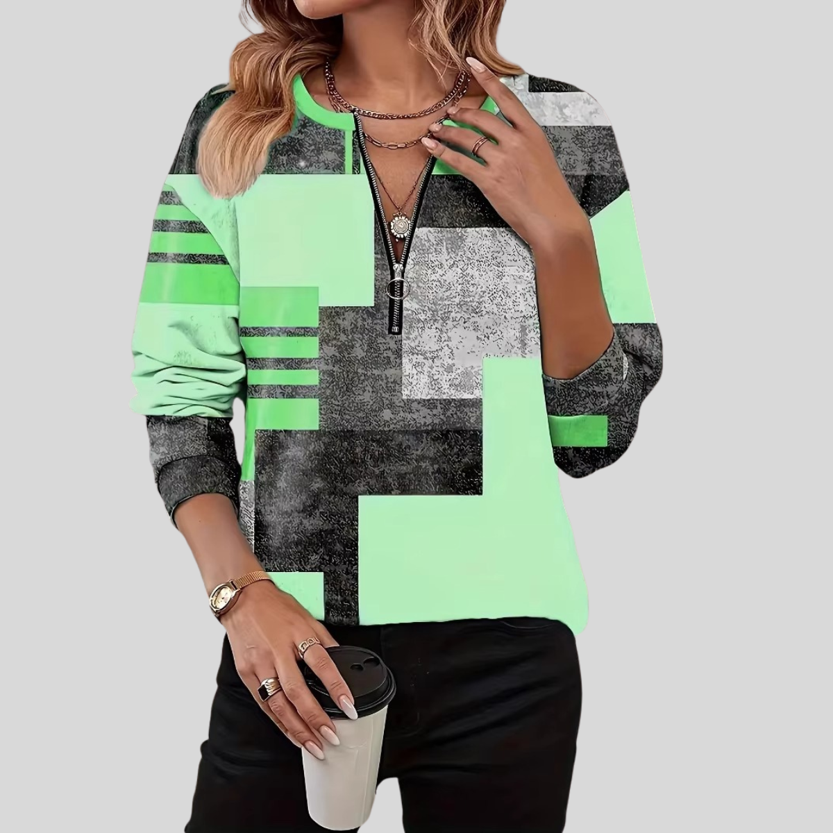 Herina™ | Cable Knit Zip Sweater