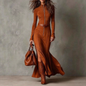 Lunori™ | Alessia Long Suede Dress