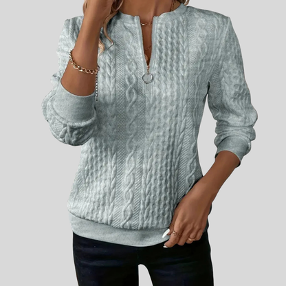 Borelina™ | Cable Knit Zip Sweater