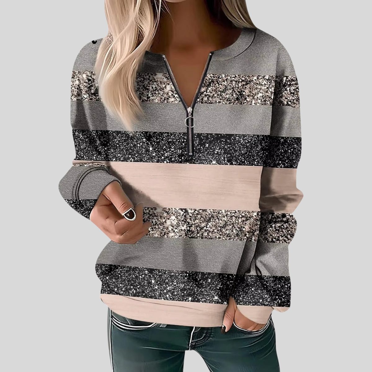 Brivelle™ | Cable Knit Zip Sweater