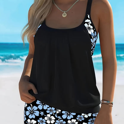 Isabella | Blue Floral Tankini Set