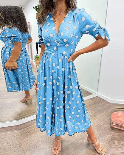 Bellamy - Polka Dots V-Neck Dress