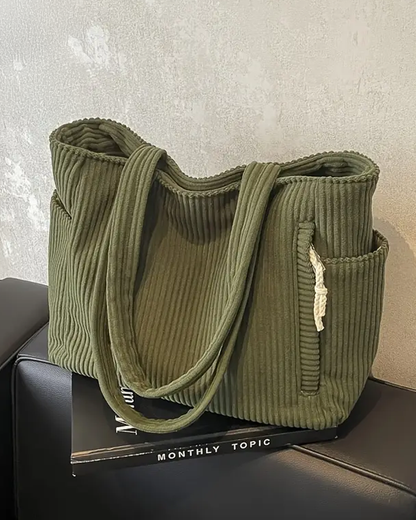TILDA | RIBBED TOTE BAG WITH CORD DETAIL