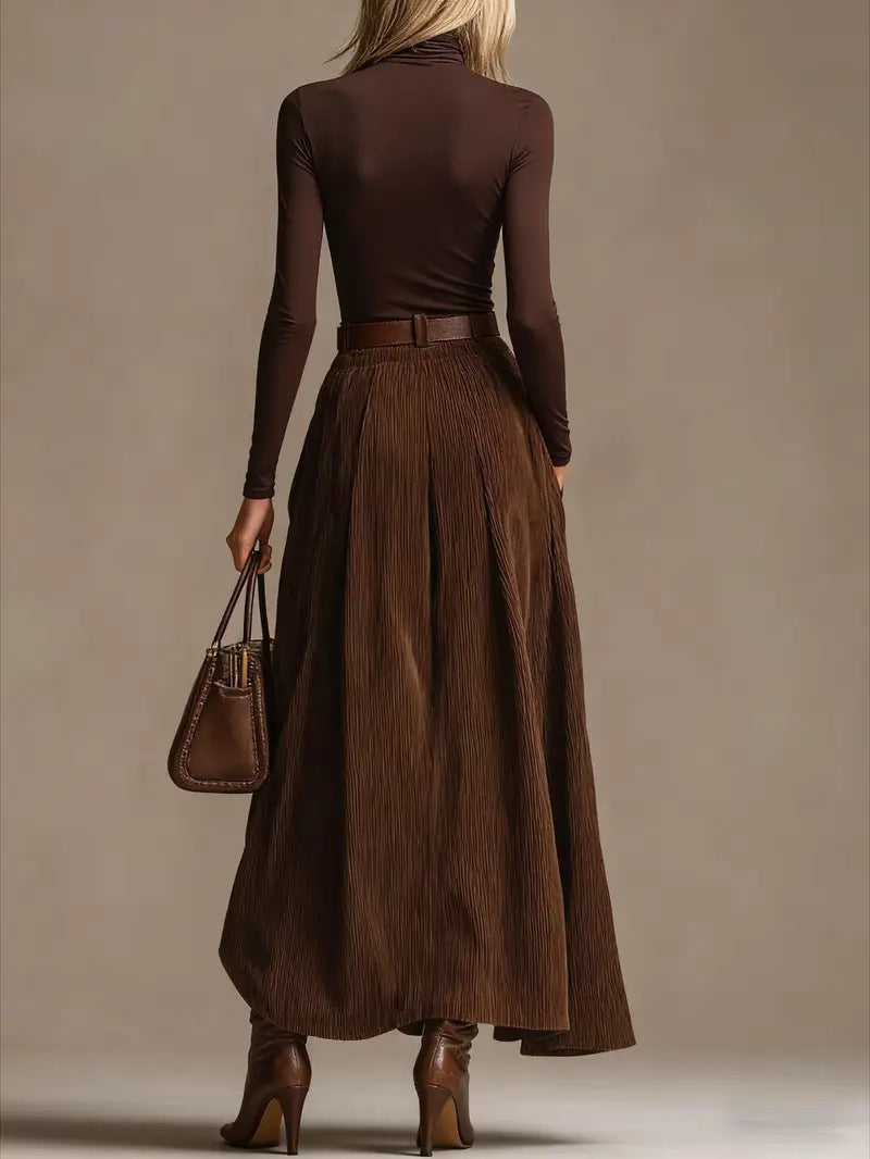 Lunori™ | Aveline Two-Piece Set (Turtleneck & Maxi Skirt)