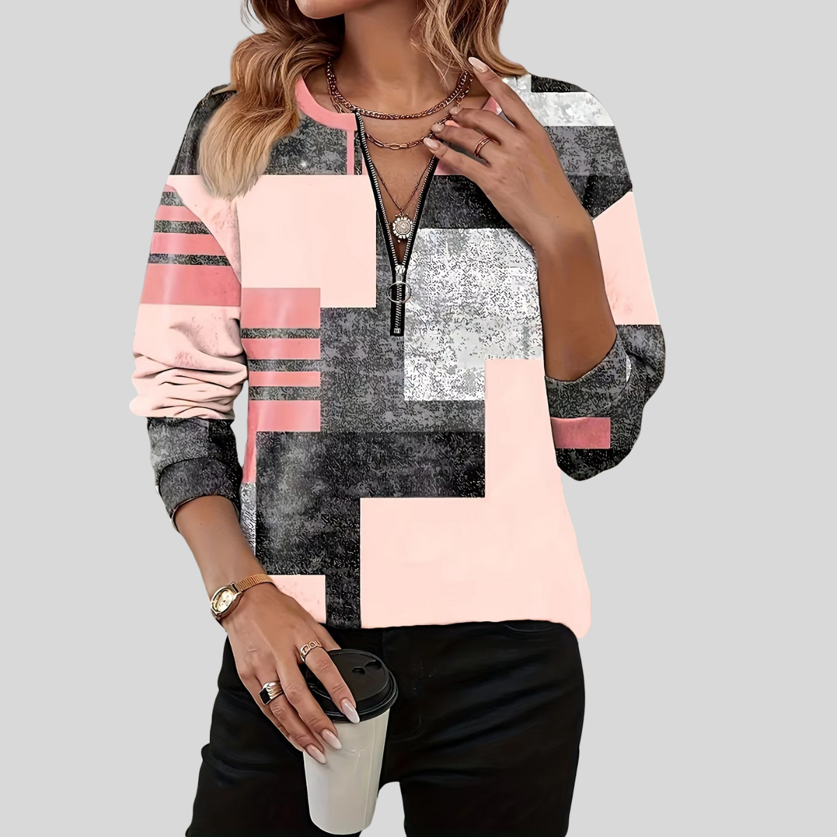Herina™ | Cable Knit Zip Sweater