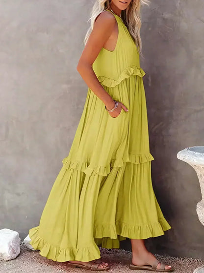 Robyn - Halter Ruffle Maxi Dress