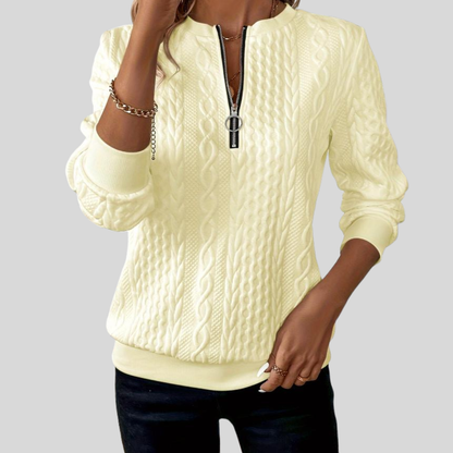 Borelina™ | Cable Knit Zip Sweater