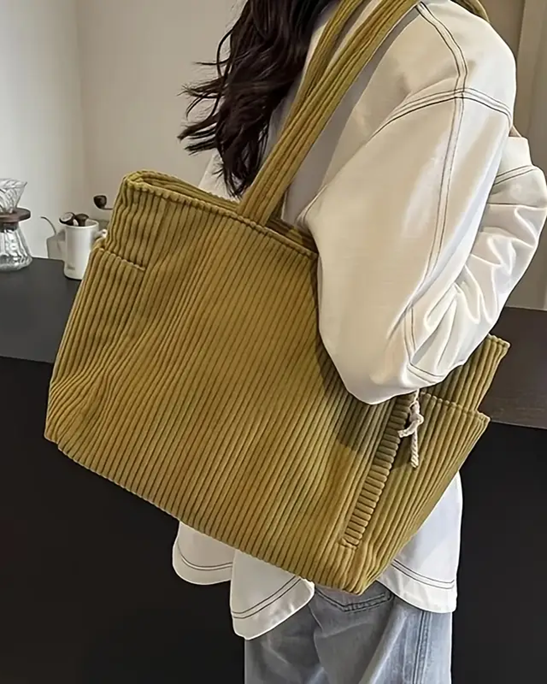 TILDA | RIBBED TOTE BAG WITH CORD DETAIL