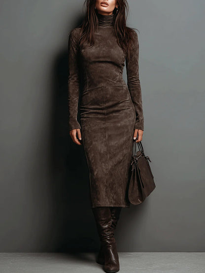 Lunori™ | Frosina Suede Midi Dress