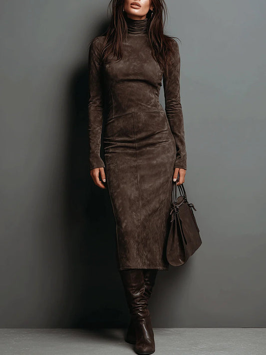Lunori™ | Frosina Suede Midi Dress