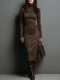 Lunori™ | Frosina Suede Midi Dress