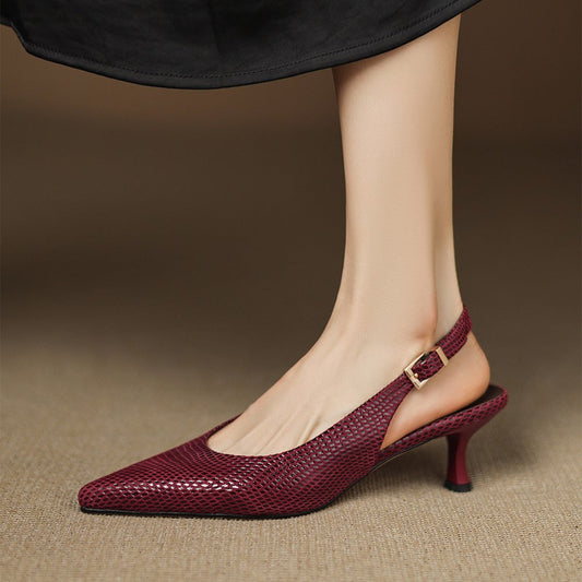 Céliane Pointed Leather Slingback Heels