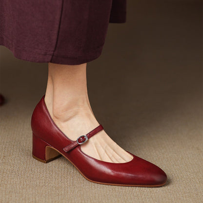 Corinne Leather Round-Toe Mary Jane