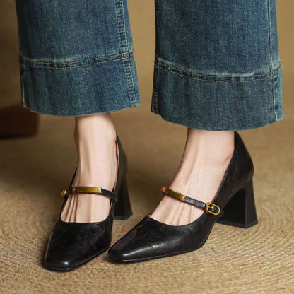 Marleon Leather Strap Pumps