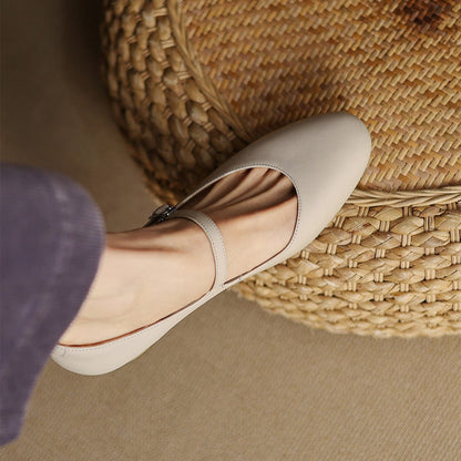Corinne Leather Round-Toe Mary Jane
