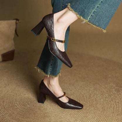 Marleon Leather Strap Pumps