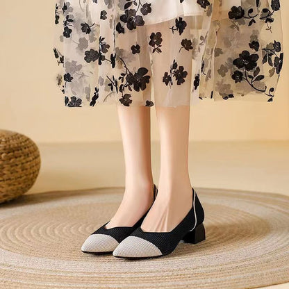 Elyss Knit Block-Heel Pump