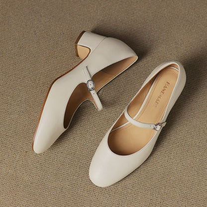 Corinne Leather Round-Toe Mary Jane