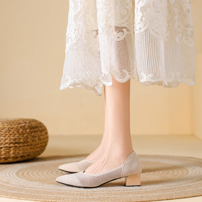 Elyss Knit Block-Heel Pump