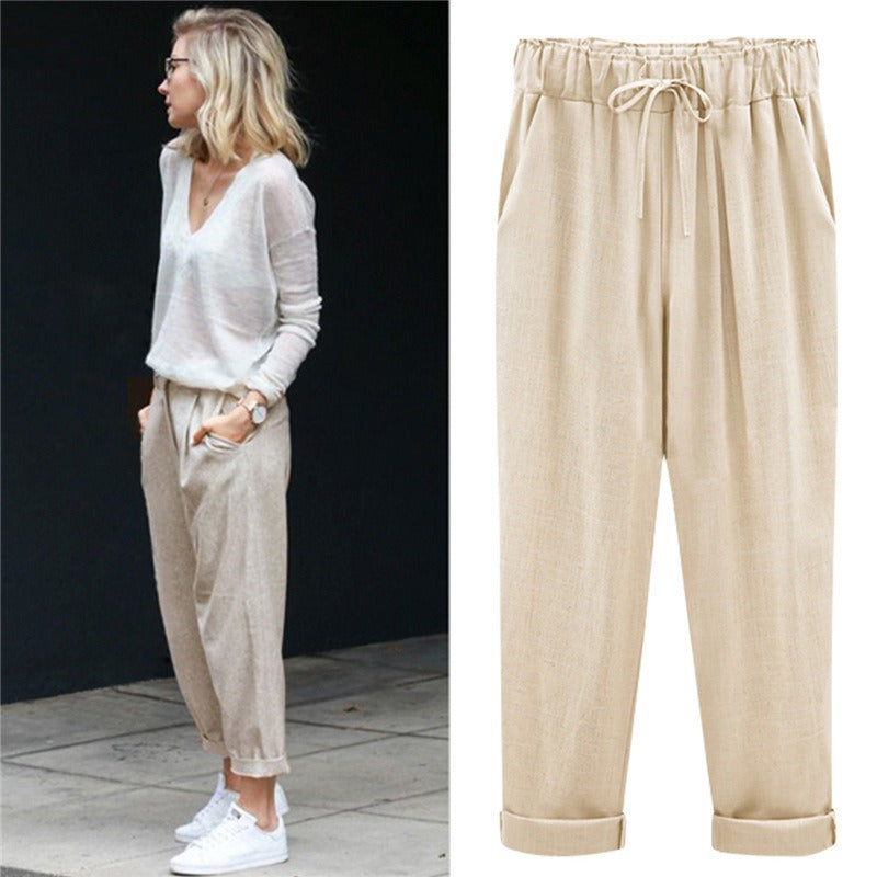LUISA | Zomerse linnen-katoenen broek voor dames