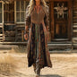 Vintage-Inspired Long Sleeve Relaxed Dress