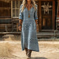 Geometric Print Vintage Dress with Long Sleeves