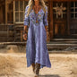 Floral Pattern Vintage Dress with Long Sleeves